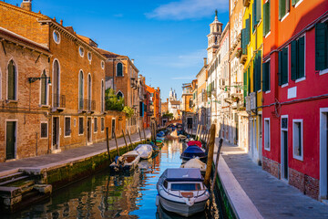 Beautiful view of traditional water canal in Venice