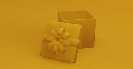 Single gift box with  ribbon. 3d illustration