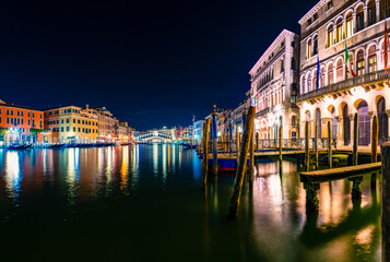 Grand Canal and Rialto bridge in Venice, Italy