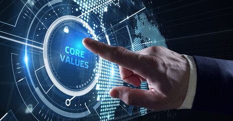 Business, Technology, Internet and network concept. Core values responsibility ethics goals company concept.