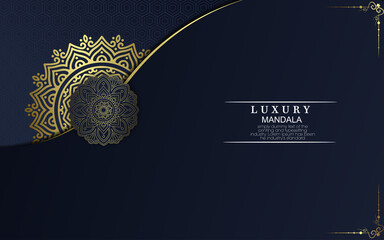 Luxury gold mandala ornate background for wedding invitation, book cover with mandala element style premium vector