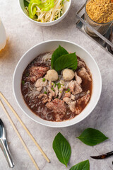 Thai Pork Boat Noodles Soup