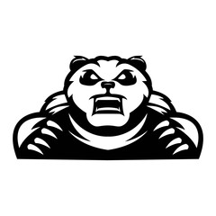 Panda mascot logo silhouette version. Panda in sport style, mascot logo illustration design vector