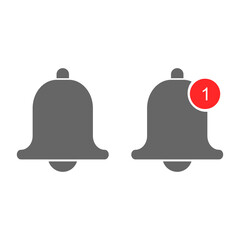 Flat red set. Phone icon vector. Vector illustration flat design. Notification bell icon. Clock icon vector. Web design. Icon template. Alarm clock. Design element.