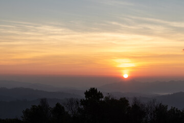 Fototapeta na wymiar colorful of sky and beautiful mountain landscape.Morning sunrise time mountain scenery