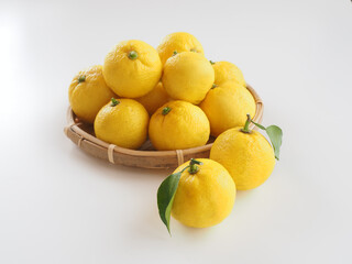 日本の柚子を白背景で