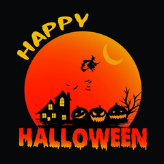 Happy halloween - witch, pumpkin vector - halloween t shirt design