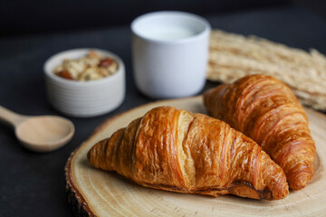 croissant and cup of milk