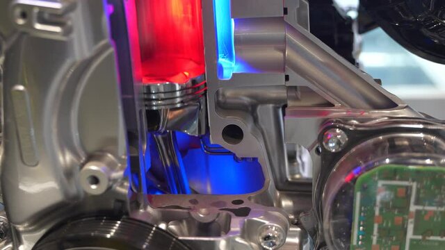 Modern powerful car engine section