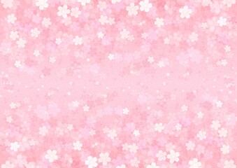 中心から桜の花が上下に広がる横長の背景イラスト vol.01