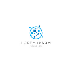 Fototapeta premium minimalist data electronic technology logo design 