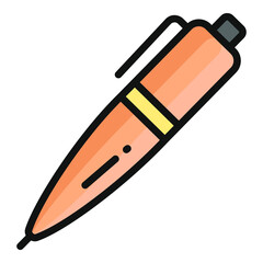 pen flat outline icon, school and education icon