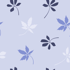 Seamless pattern winter with foliage  on a blue background.Vector illustration 