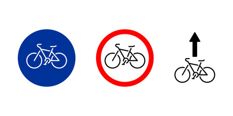 Bicycle road signs in 3 versions