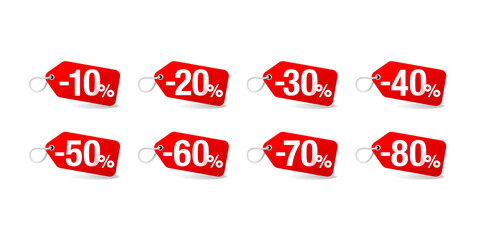 Sale stickers with rope and different percentage