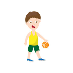 Kids playing Basketball Vector Illustration