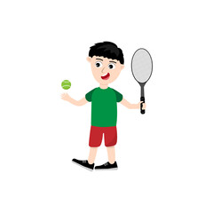 Kids playing Tennis Vector Illustration