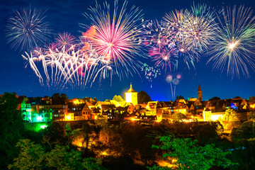 Fireworksof in Rothenburg ob der Tauber. Germany