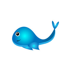 Cute Blue Whale Vector Design Illustration