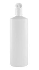 Plastic bottle for liquid shampoo, soap, antiseptic, sanitizer, cosmetic cream, gel or oil. Isolated on white background.