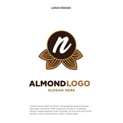 almond letter n logo vector icon symbol design
