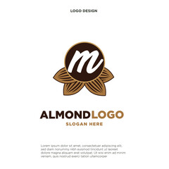 almond letter m logo vector icon symbol design