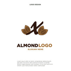 Obraz premium almond letter x logo vector icon symbol design