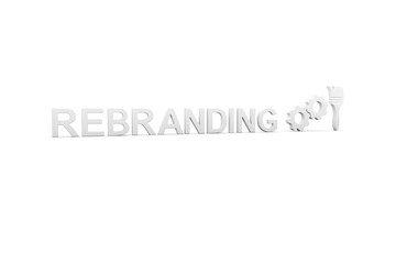 REBRANDING concept white background 3d render illustration