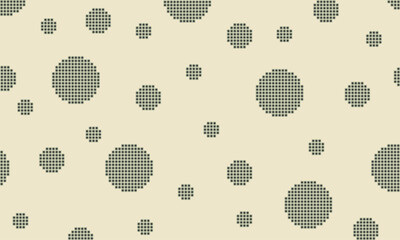 Dots pattern on beige background, Circles from black dots. Vector illustration.