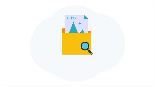 File searching - find document, scan folder concept. 2d animation.