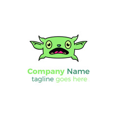 pillow monster cute simple logo design icon vector illustration line