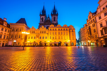 Fototapeta premium Old Town square with Tyn Church in Czech Republic.Prague. Europe