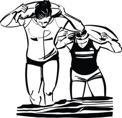 Competitive fit woman with sand bags