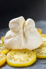 homemade burrata cheese on plate