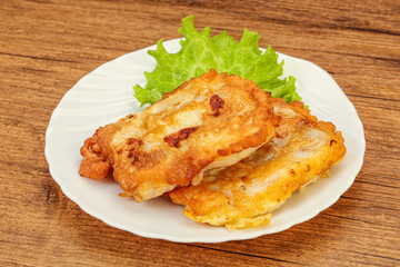 Roasted cod fish in bread