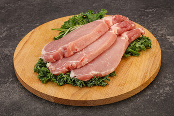 Raw pork steak for cooking