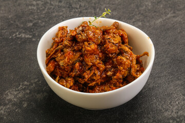 Canned anchovy in tomato sauce