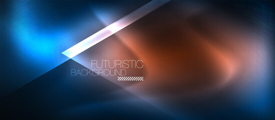 Neon geometric abstract background. Triangles with color glowing light effects in the dark. Vector illustration for covers, banners, flyers and posters and other