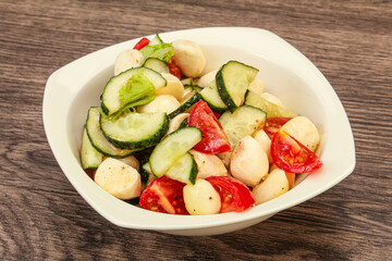 Salad with vegetables and mozzarlla