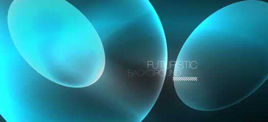 Neon ellipses abstract backgrounds. Shiny bright round shapes glowing in the dark. Vector futuristic illustrations for covers, banners, flyers and posters and other