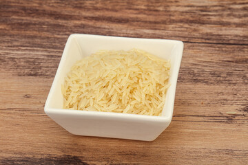 Raw basmati rice in the bowl