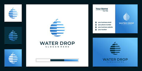 Water line . droplet with line art style for mobile concept and web . business card design