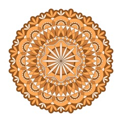 Mandala vector. A symmetrical round orange ornament.