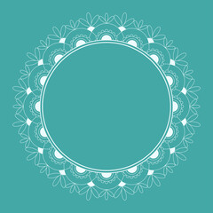 Frame mandala vector. A symmetrical round green ornament.