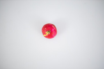 Fresh radish isolated on a white table from above
