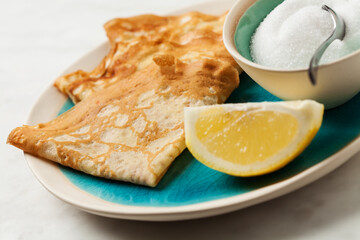 Shrove Tuesday pancakes with lemon