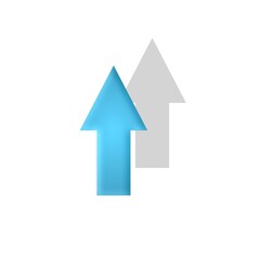Up arrow icon with shadow in white background