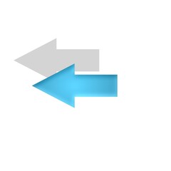 Left arrow icon with shadow in white background