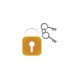 Lock and key symbol in white background