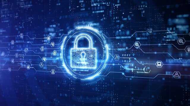 Padlock of Cyber Security Digital Data, Technology Global Network Digital Data Protection, Future Background Concept